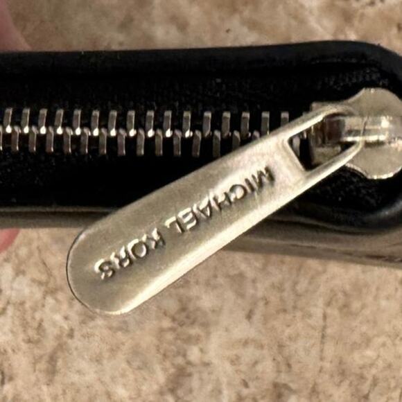 Michael Kors Studded Black Leather Zip Around Wallet 8x4x1 - Picture 8 of 8